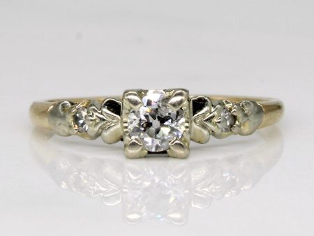 14k Three Stone Old European Cut Diamond Engagement Ring | 0.25ct, 0.05ctw | SZ 6.25 | Online now