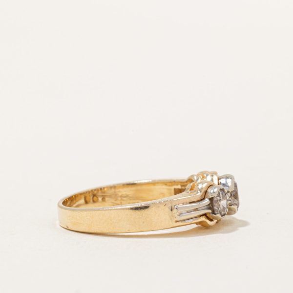 Two Tone Gold Three Stone Diamond Ring | 0.85ctw | SZ 8.5 | For Discount