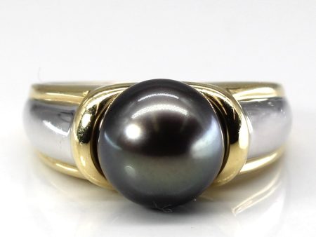 Two Tone Gold Black Pearl Ring | SZ 7 | Online now