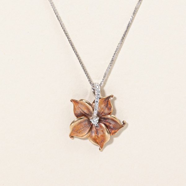 Diamond Flower Pendant & Necklace | 0.07ctw | 18  | For Sale