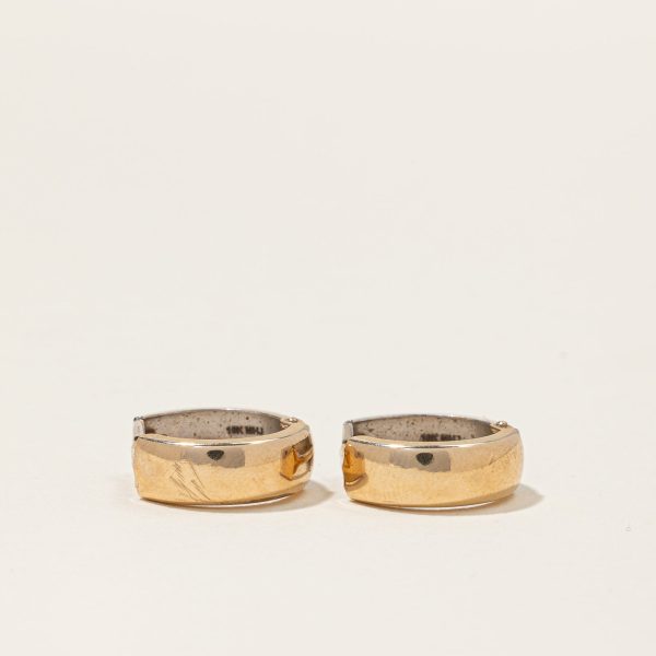 10k Two Tone Gold Hoop Earrings For Cheap