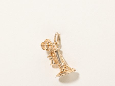 10k Yellow Gold Old Rotary Phone Charm Fashion