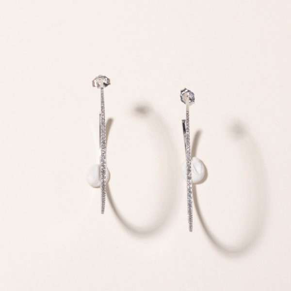 10k White Diamond Hoop Earrings | 0.55ctw Discount