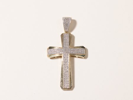 10K Two Tone Gold Diamond Cross Pendant | 0.32ctw | Fashion