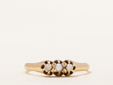 Three Stone Pearl Ring | SZ 7 | Discount