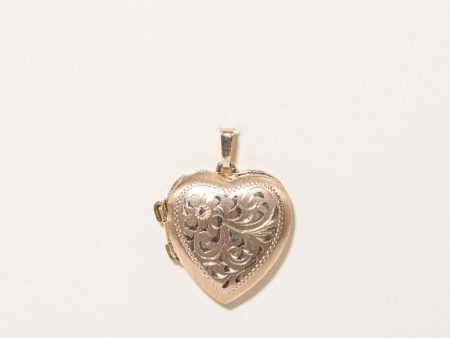 10k Yellow Gold Heart Locket Pendant Hot on Sale