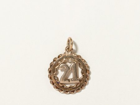 10k Yellow Gold 21 Pendant For Sale