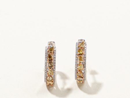 Yellow Diamond Huggie Earrings | 1.88ctw | Fashion