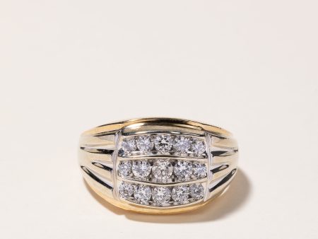 10k Two Tone Gold 5 Row Diamond Ring | 1.03ctw | SZ 12 Cheap