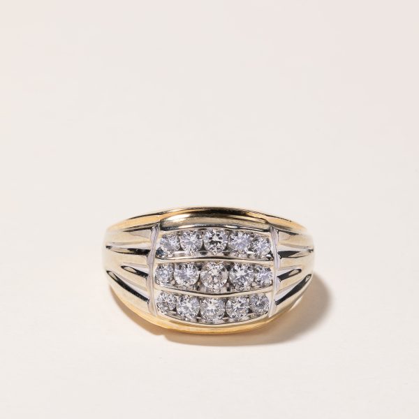 10k Two Tone Gold 5 Row Diamond Ring | 1.03ctw | SZ 12 Cheap