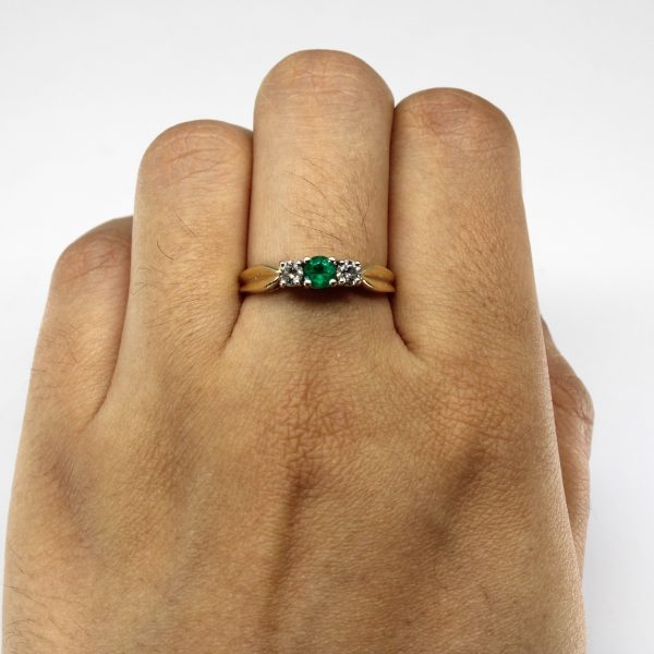 Three Stone Emerald & Diamond Ring | 0.20ct | 0.22ctw | SZ 7.25 | Supply