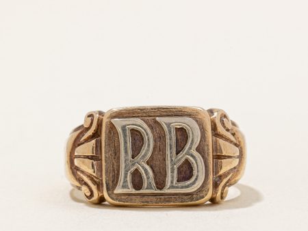 10k Two Tone Gold  RB  Signet Ring | SZ 9.5 | Supply