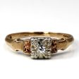 Vintage Diamond Two Tone Gold Ring | 0.03ct | SZ 5.75 | For Sale