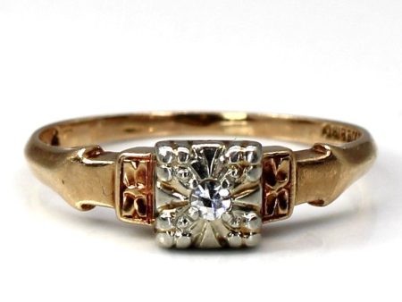 Vintage Diamond Two Tone Gold Ring | 0.03ct | SZ 5.75 | For Sale