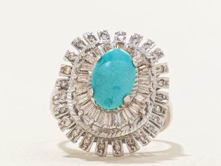 Turquoise & Diamond Ring | 1.40ct, 0.50ctw | SZ 8 | Sale