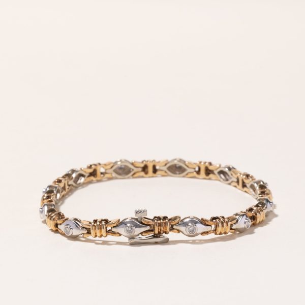 10k Two Tone Gold Diamond Bracelet | 0.45ctw | 7.25  Online Sale