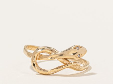 Vintage 10k Diamond Snake Ring | 0.005ctw | SZ 8 | Sale