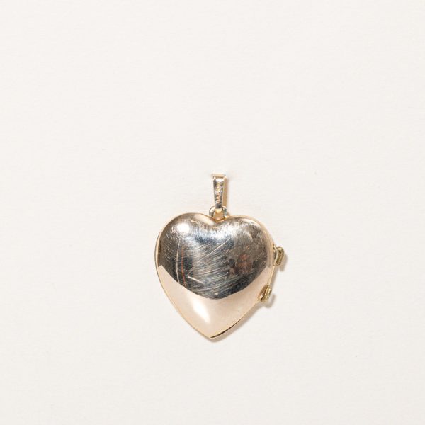 10k Yellow Gold Heart Locket Pendant Hot on Sale