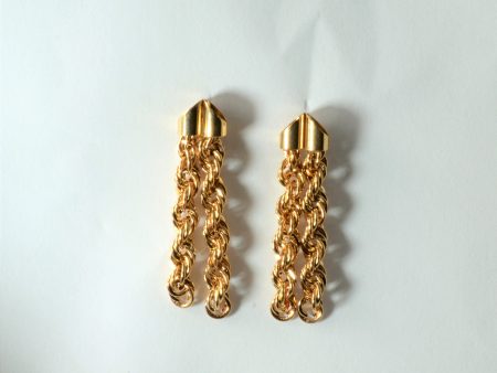 10k Gold Rope Design Dangle Earrings Sale