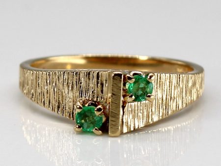 Two Stone Emerald Textured Ring | 0.14ctw | SZ 7 | on Sale