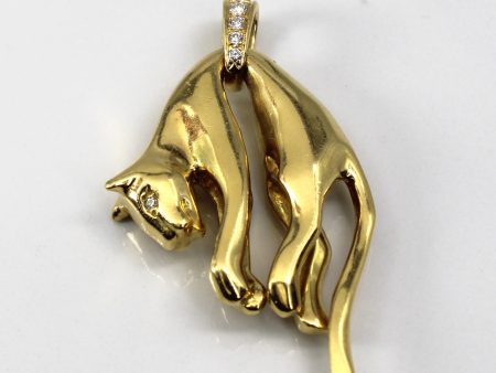 Yellow Gold Panther Pendant with Diamonds | 0.18ctw | Sale