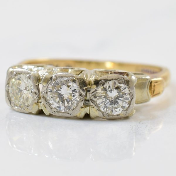 Vintage Illusion Set Three Stone Diamond Engagement Ring | 0.51 ctw | SZ 5 | Sale