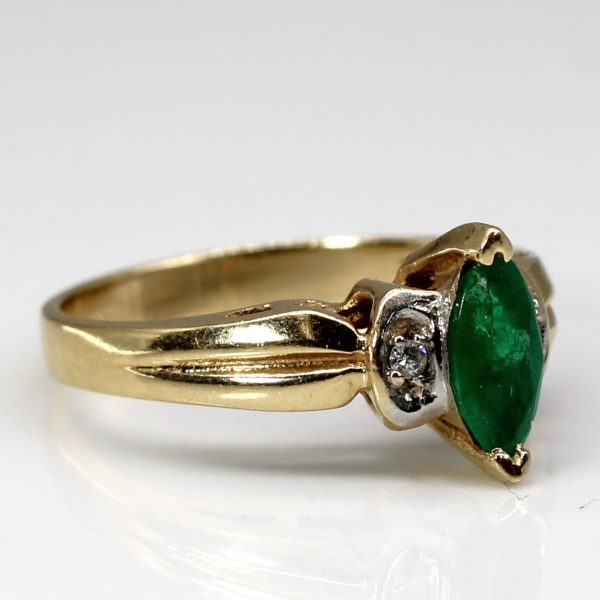 Three Stone Emerald & Diamond Ring | 0.29ct | 0.01ctw | SZ 6.25 | Discount