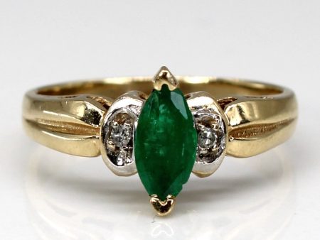 Three Stone Emerald & Diamond Ring | 0.29ct | 0.01ctw | SZ 6.25 | Discount