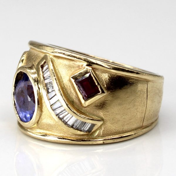 Multi Gemstone Wide Gold Ring | 0.75ct | 0.15ctw | 0.04ctw | SZ 5.5 | Supply