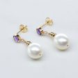 100 Ways  Amethyst & Pearl Drop Earrings | 3.50ctw, 0.40ctw | For Sale