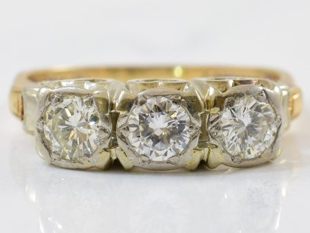 Vintage Illusion Set Three Stone Diamond Engagement Ring | 0.51 ctw | SZ 5 | Sale