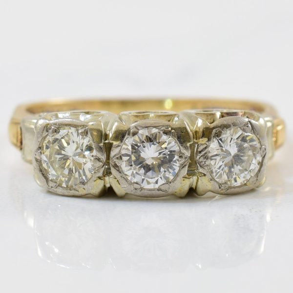 Vintage Illusion Set Three Stone Diamond Engagement Ring | 0.51 ctw | SZ 5 | Sale